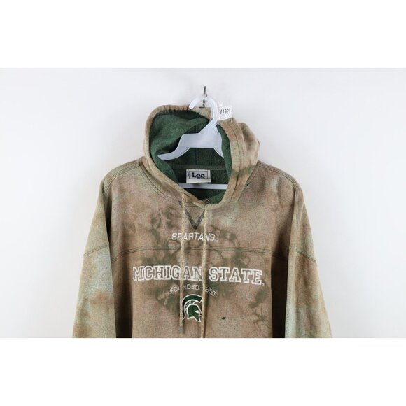 Vtg 90s Mens XL Distressed Acid Wash Michigan State University Hoodie Sweatshirt - Picture 2 of 14